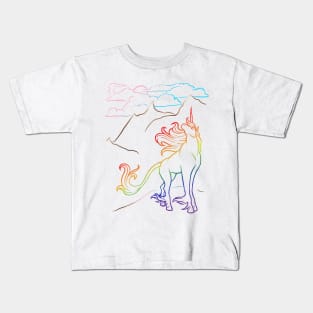 Pride Mountain Unicorn Lineart Kids T-Shirt